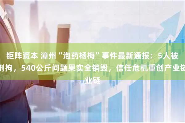 钜阵资本 漳州“泡药杨梅”事件最新通报：5人被刑拘，540公斤问题果实全销毁，信任危机重创产业链